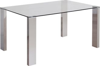 Home Heavenly Mesa de comedor de cristal y patas metal 140x90x76cm