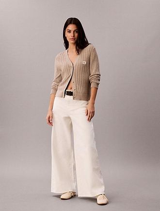 Calvin Klein Pantal&oacute;n De Sarga De Algod&oacute;n Con Pierna Ancha