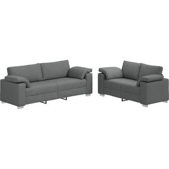 vidaXL Vidaxl - Juego De Sof&aacute; 2 Pcs Gris Oscuro 219 X 77 X 82 Cm Tela