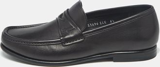 Ferragamo Black Leather Slip On Loafers