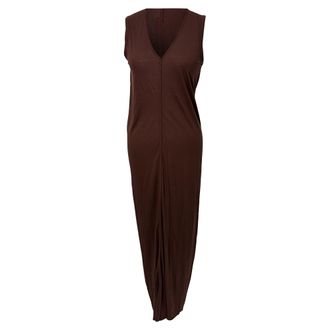 Rick Owens maxi-jurk met V-hals, bruin, viscose
