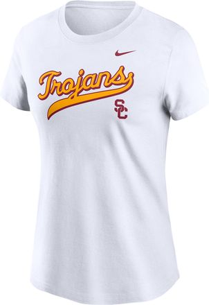 Nike USC Athletic Prep Arch Local Script Nike Womens College T-Shirt in White | NKAF10ASCJ-XFN