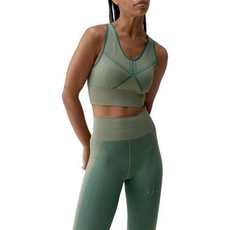 Born Living Yoga Buddha Medium Support Seamless Sport Top in Deep Green/grain at Nordstrom, Size Small