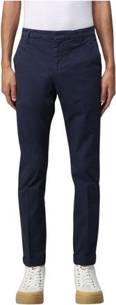 Dondup Broeken, Heren, Blauw, W31, Katoen, Klassieke Blauwe Katoenen Chinos Broek
