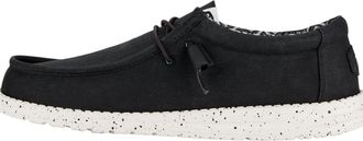 HeyDude Hey Dude Mens Wally Canvas Slip-On Shoes - Moccasin Style, Black/White, 7 UK