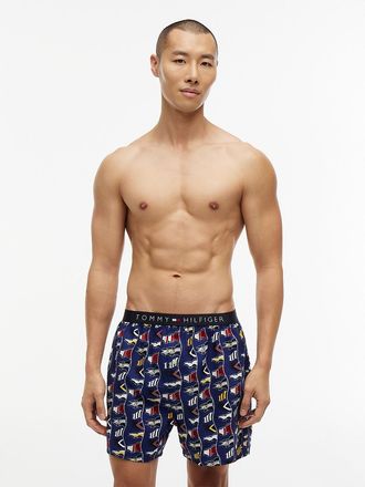 Tommy Hilfiger Mens Printed Woven Boxer - Blue - XL