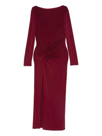 Patrizia Pepe gathering midi dress - women - Polyester/Elastane - 0 - Purple