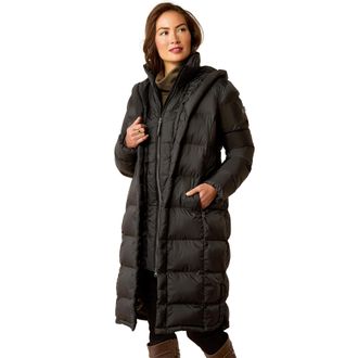 Ariat Womens Norfolk Long Insulated Puffa Coat Long Sleeve in Black, Size X-Large, by Ariat