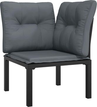 vidaXL Sillón esquina jardín con cojines ratán sintético negro y gris Vidaxl