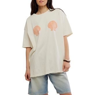Free People Shell Oversize Cotton Graphic T-Shirt in Ivory at Nordstrom Rack, Size X-Large