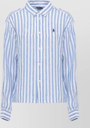 Ralph Lauren linen shirt straight cut collar striped long sleeves