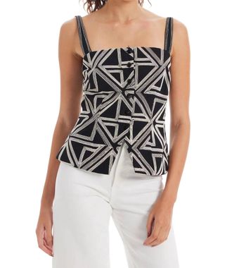 Allison New York Geometric Top In Black/white