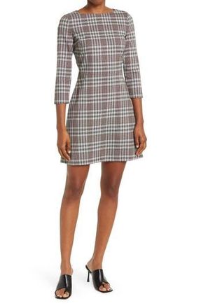 Theory Kamillina Plaid Stretch Wool Shift Dress in Multi at Nordstrom Rack, Size 12