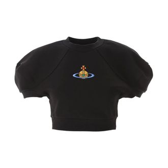 Vivienne Westwood T-Shirts, female, Black, Size: M Cropped Football Sweatshirt