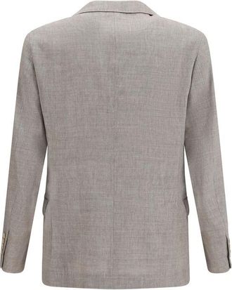 Brunello Cucinelli Mens Beige Linen Full-Length Jacket Clothing