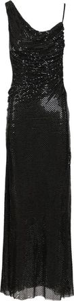 Self Portrait Maxi jurk met strass en draperie - Dames - Maxi kleedjes - Zwart - XS - Tule - Kleedjes