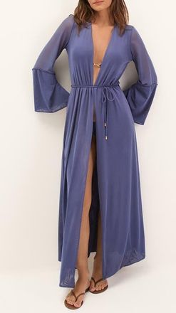 Vix Lysa Long Sleeve Cover-Up in Blue at Nordstrom, Size X-Small