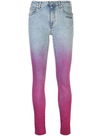 Off-white faded pink jeans - women - Cotton/Elastane - 26 - Blue