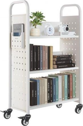 OEM Carro Para Libros De 3 Niveles Estanter&iacute;a De Libros Con Ruedas 77 X 38 X 122 Cm Estante De Almacenamiento En Forma De L Carro Rodante Para Biblioteca,