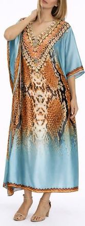 Ranee&rsquo;s Print V-Neck Maxi Caftan in Blue at Nordstrom Rack