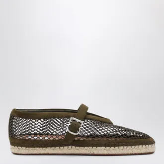Alaia Espadrillas in rete e pelle scamosciata verde camouflage
