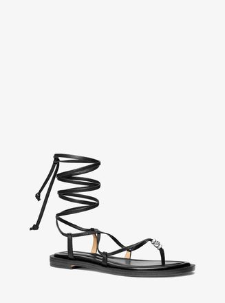 Michael Kors Khloe Embellished Leather Lace-Up Sandal