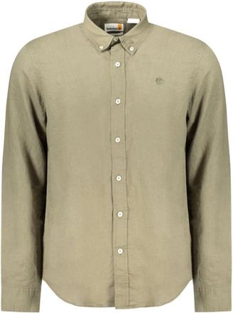 Timberland Groene Slim Fit Shirt met Logo - Heren - Casual Overhemden - Groen - S - Katoen - Overhemden