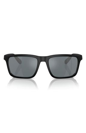Emporio Armani 57mm Rectangle Sunglasses in Black /Grey Mirror Black at Nordstrom