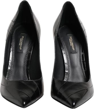 Dolce & Gabbana Black Leather Stiletto High Heels Pumps Womens Shoes (Pre-Owned)