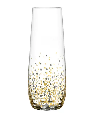 Fitz and Floyd Confetti Set Of Four 12Oz Stemless Flutes