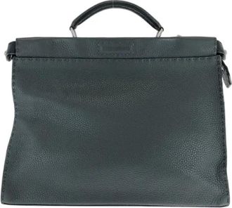 Fendi Pre-owned Peekaboo Selleria Leren Aktetas - Heren - Vintage Handtas - Zwart - ONE Size - Leer - Vintage