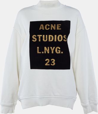 Acne Studios Cream Flocked Logo Cotton High Neck Sweatshirt