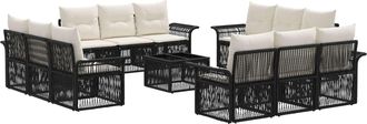 vidaXL Conjunto De Sof&aacute;s De Jard&iacute;n 13 Uds. Negro Rat&aacute;n Sint&eacute;tico Vidaxl