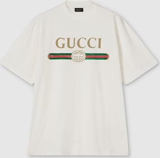 Gucci Silk Blend Jersey T-shirt With Print, Size XXXL, White, Ready-to-wear