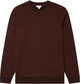 Sunspel Loopback Sweatshirt - Heren - Sweatshirts - Bruin - L - Katoen - Hoodies & sweatvesten