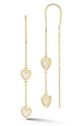 Ember Fine Jewelry 14K Gold Mother-of-Pearl Heart Threader Earrings at Nordstrom Rack