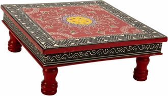 Wanderlust Deco Mesa auxiliar de madera pintado a mano