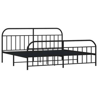 Berkfield Home Metal Bed Frame with Headboard & Footboard Black 193x203 cm