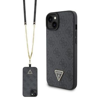 OEM Funda R&iacute;gida Guess Guhcp15mp4tdscpk Para Iphone 15 Plus / 14 Plus De 6,7 Pulgadas, Color Negro, Con Cierre Cruzado Y Logotipo Met&aacute;lico