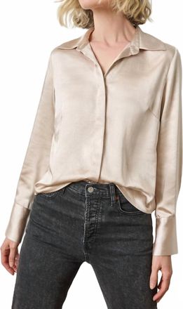 Lilla P Satin Button Down Top In Angora
