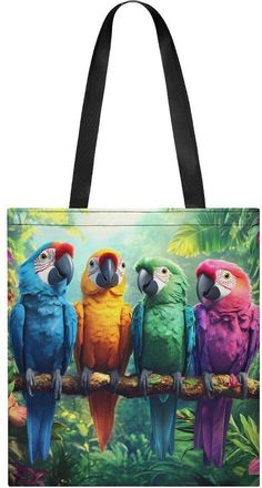 Generic Parrot Bird Colorful Tote Bag for Women Men Shoulder Bags Purses Pouch Handbags