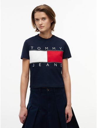 Tommy Hilfiger Womens Tommy Jeans Big Flag Logo T-Shirt - Navy - XL