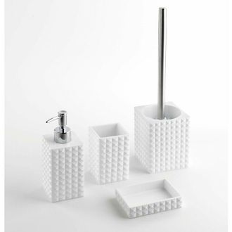 TFT Home Furniture Tft Home Furniture - Set 4 Accessori da Bagno in Resina tft Naama Bianco e Bamb&ugrave;
