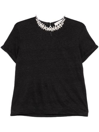 Tシャツ・カットソー ZIMMERMANN Women Tops 0677TF241 BLKRCO black Zimmermann Crush Embellished T-Shirt | Saks Fifth Avenue