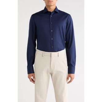 Canali Cotton Dress Shirt in Navy at Nordstrom Rack, Size 42