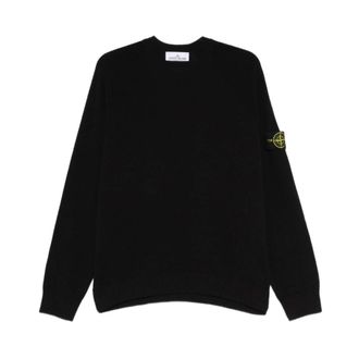 Stone Island Compass-badge Jumper - male - Stone Island - Round-neck Knitwear - Blue - XL - Knitwear