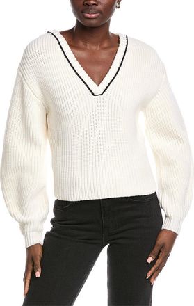 Rebecca Taylor Novelty Wool Victorian Sleeve V-Neck Sweater