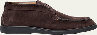 Santoni Mens Detroit Slip-On Suede Chukka Boots