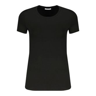 Patrizia Pepe Patrizia Pepe, T-Shirts, female, Black, Size: XS Short Sleeve Cotton T-Shirt with Rhinestones