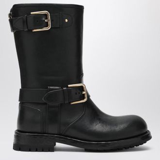 Dolce & Gabbana Black leather boot with buckles